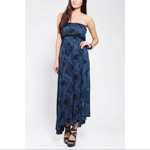 Strapless Asymmetric Hem Maxi Dress
